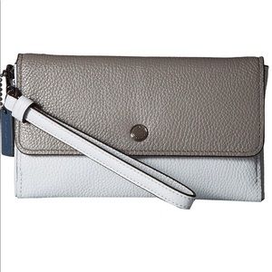 COACH Womens Triple Wristlet Color Block Leather